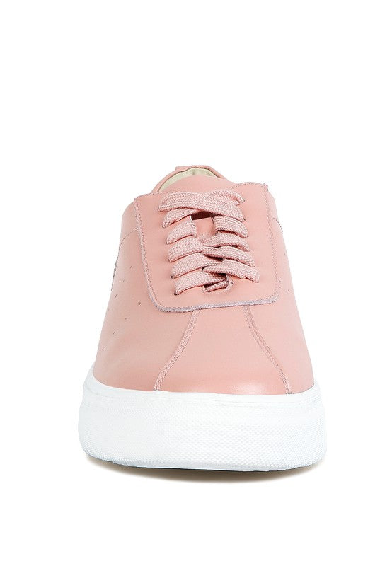 Magull Solid Lace Up Leather Sneakers