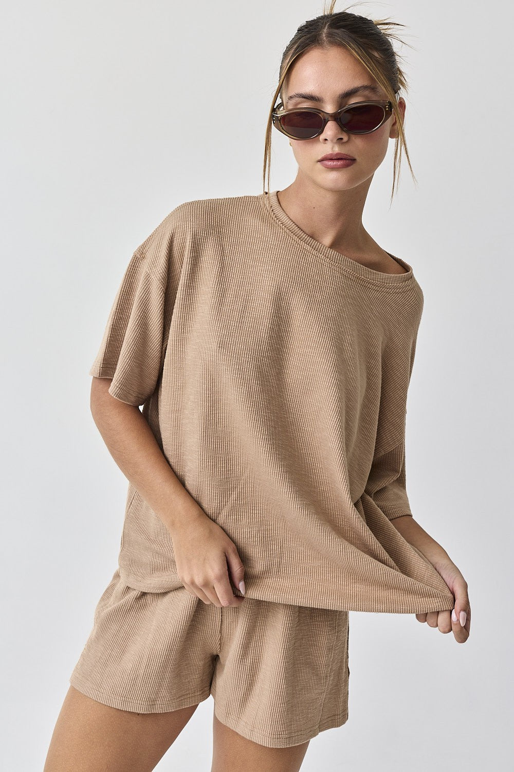 Amaya Textured Knit Top and Shorts Set