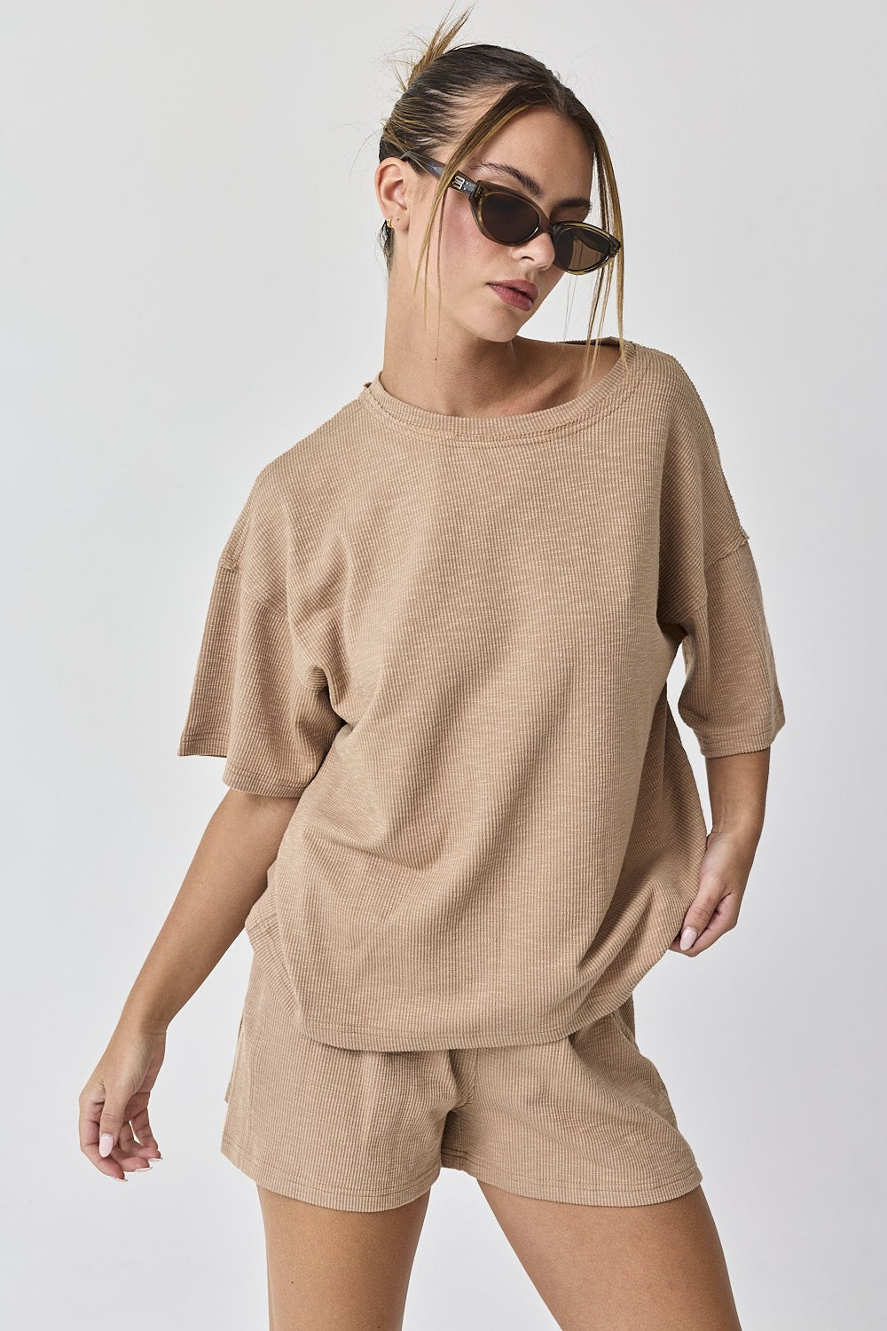 Amaya Textured Knit Top and Shorts Set