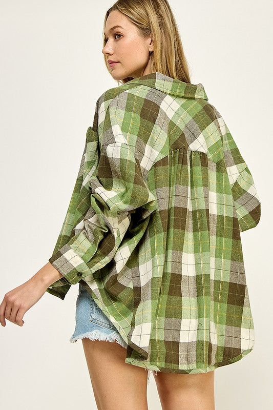 Frankie Long Sleeve Plaid Button Up