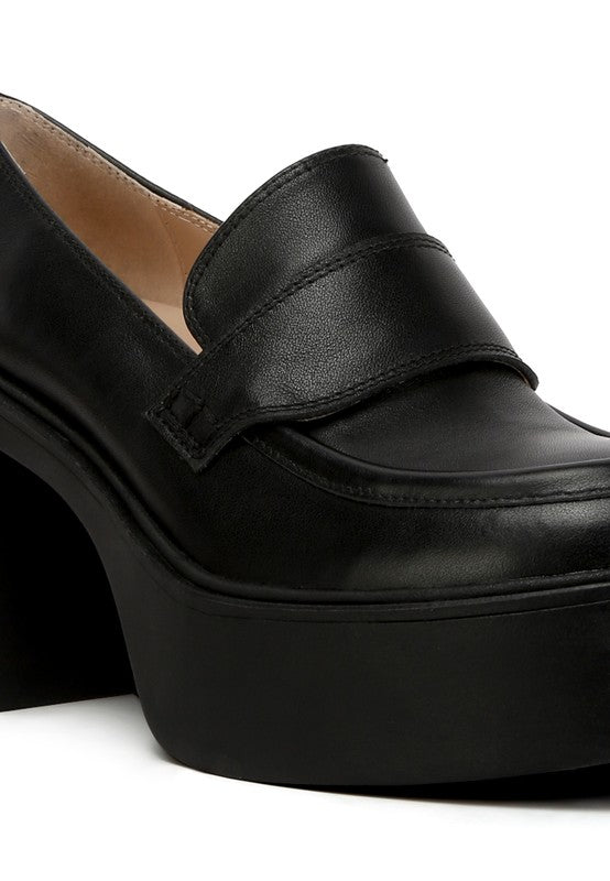 Elspeth Heeled Platform Leather Loafers