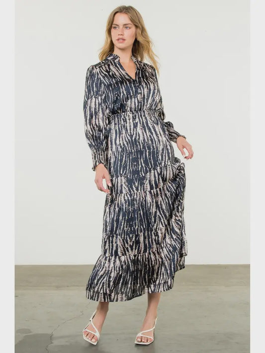 Heather Metallic Print Maxi Dress