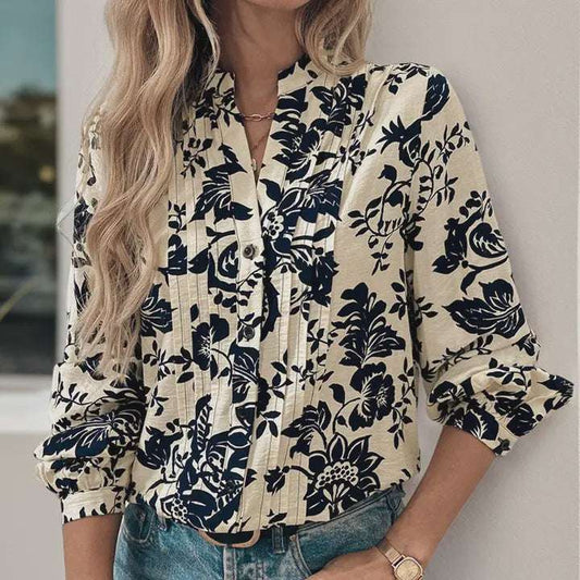 Vintage Print Collared Shirt