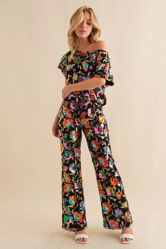 Barb Sequin Boat Neck Top