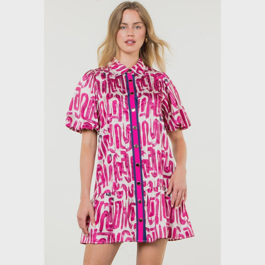 Brandy Button Up Print Dress