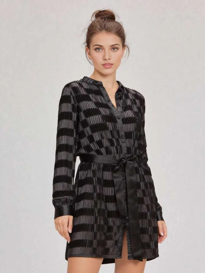 Scotti Pleated Shirt Mini Dress