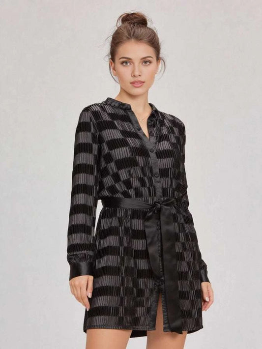 Scotti Pleated Shirt Mini Dress