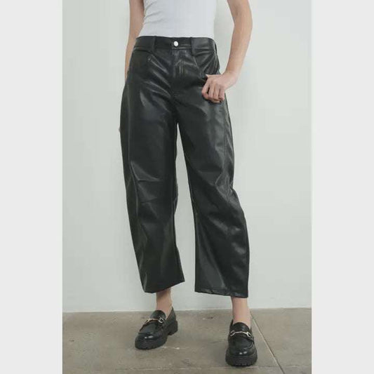 Relaxed Fit Faux Leather Pants