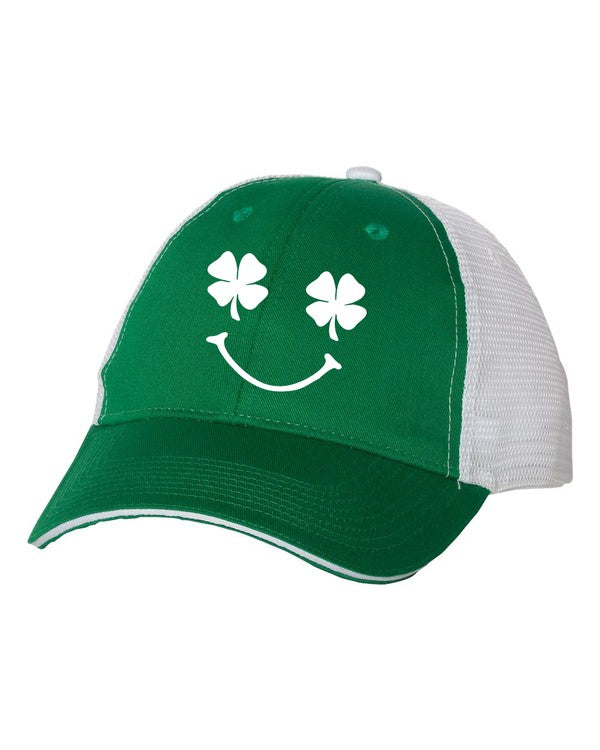 Smiley Shamrock Embroidered Trucker hat