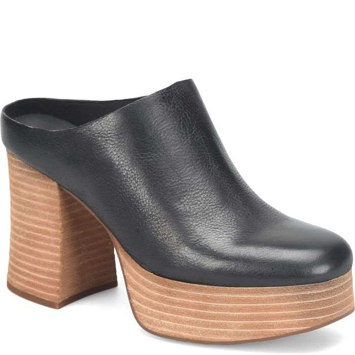 Sky-high Veronica Clog with hand-polished leather and stacked platform heel.