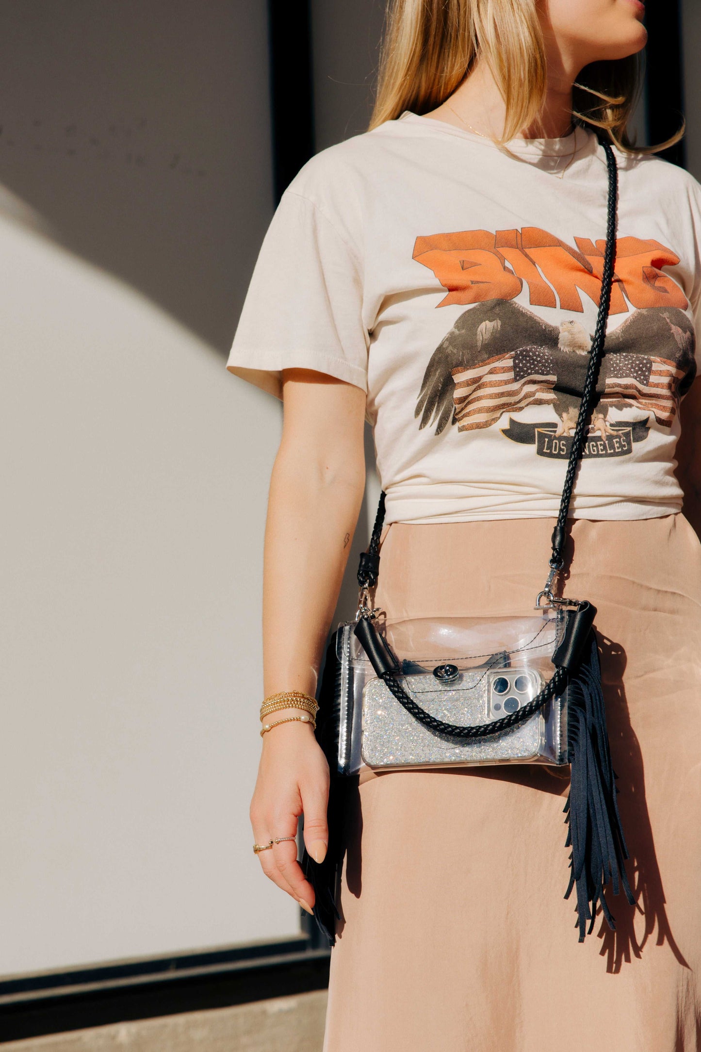 Clear Fringe Crossbody