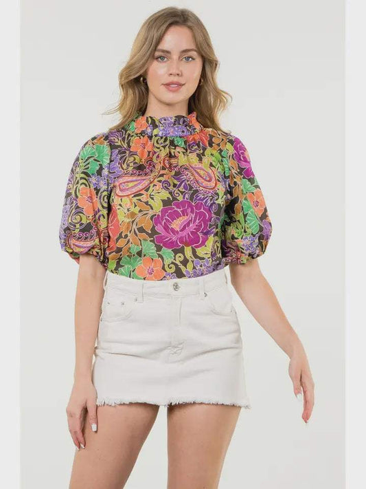 Floral Puff Sleeve Top