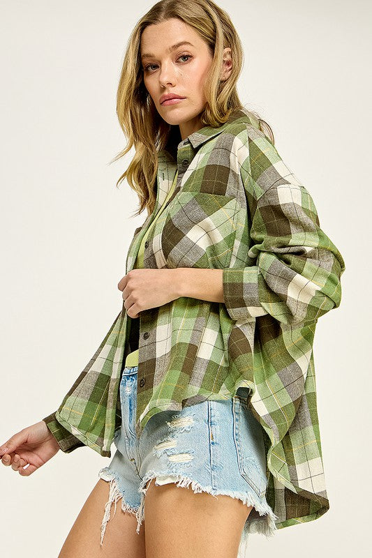 Frankie Long Sleeve Plaid Button Up