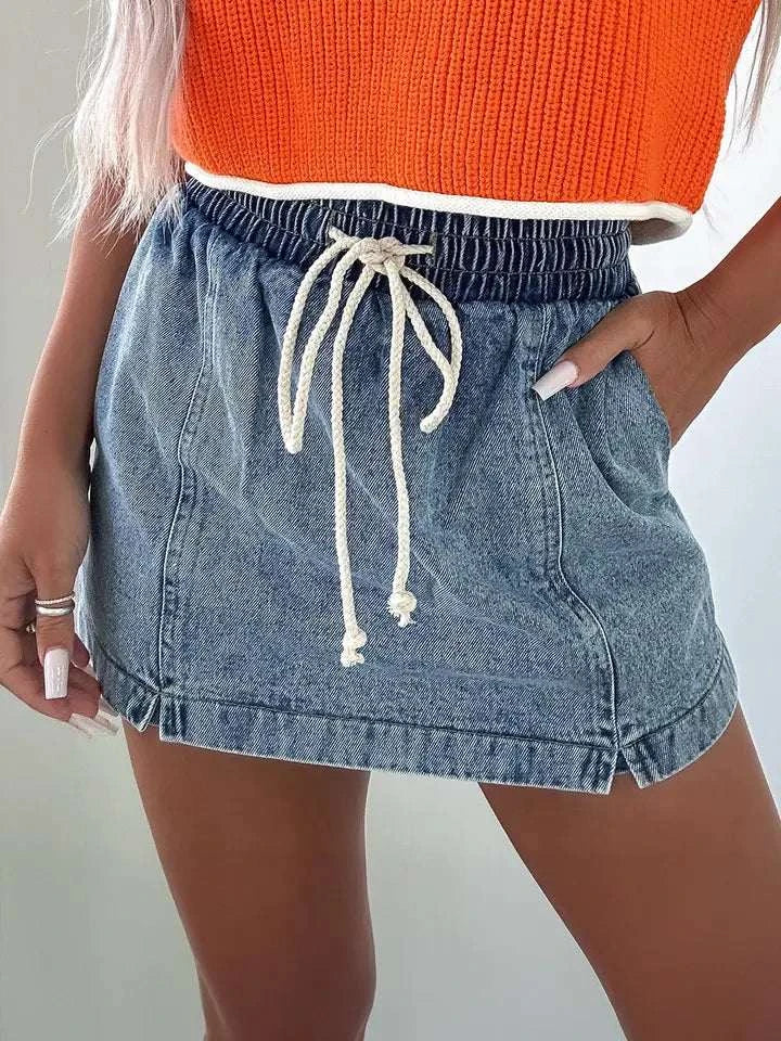 Dawn High-Waisted Denim Skort