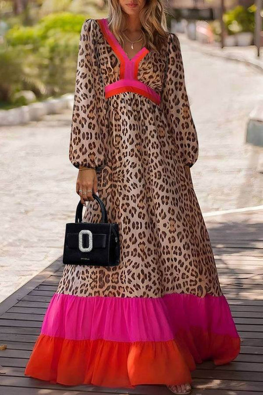 Leopard Colorblock Maxi Dress