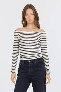 Striped Off Shoulder Shirt