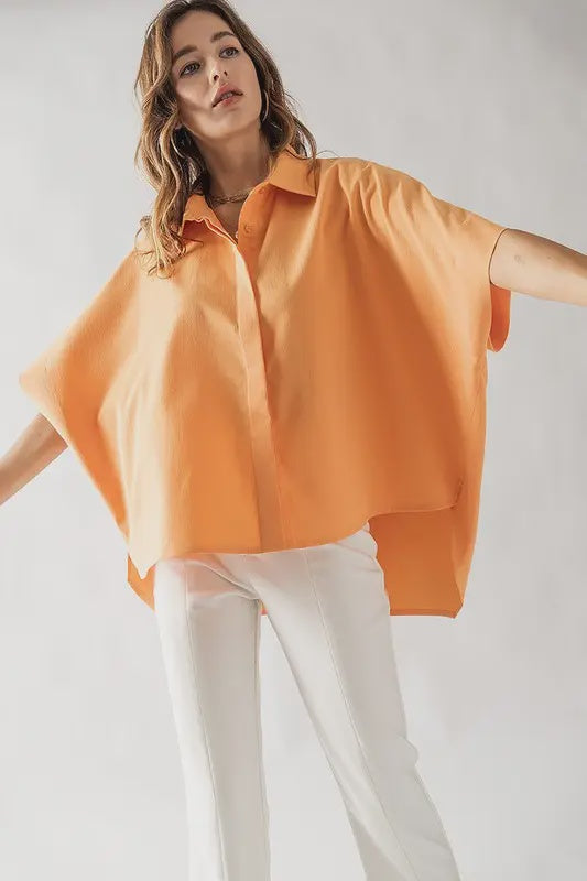 Relaxed Fit Collared Short Sleeve Shirt