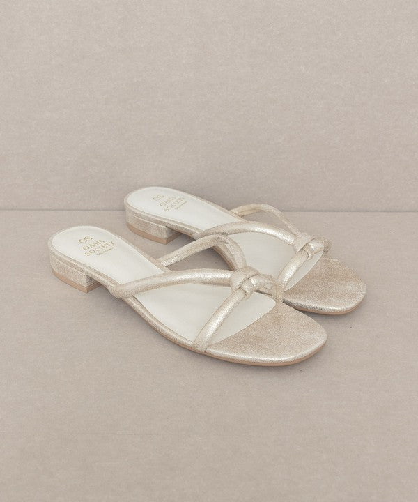 Ada Delicate Gold Knotted Flat Sandal