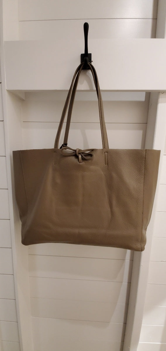 Leather Tote Bag  With Handles & Ties