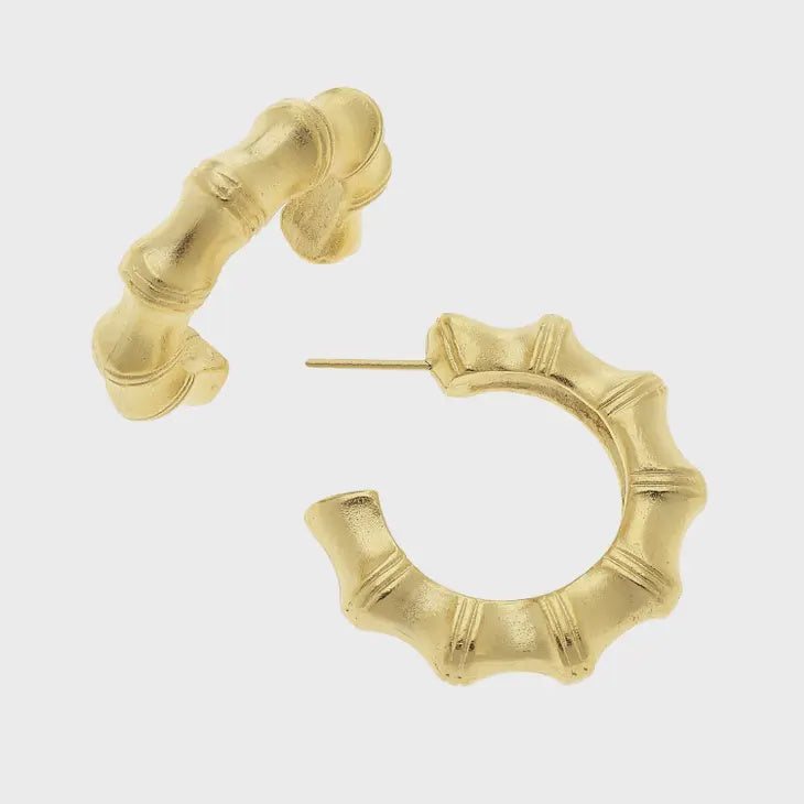 Small Gold Bamboo Hoop Earrings