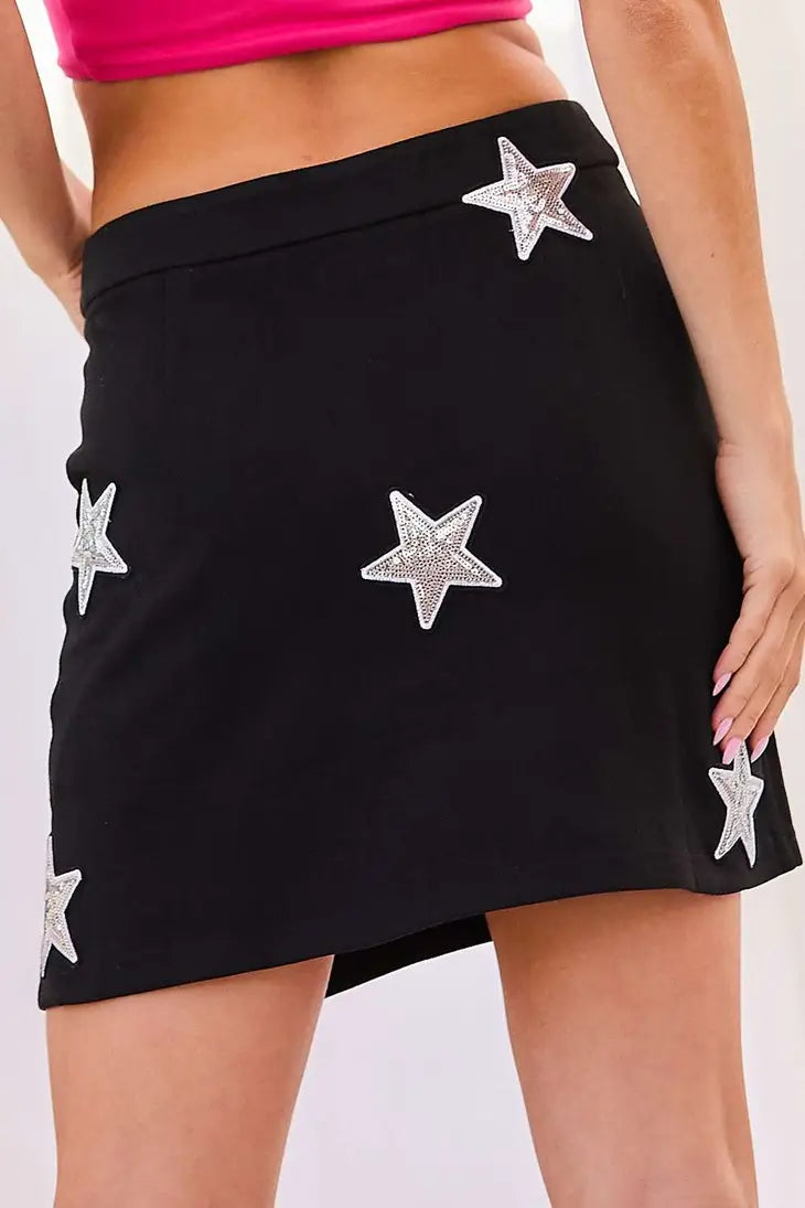 Sequin Star Patch Skirt