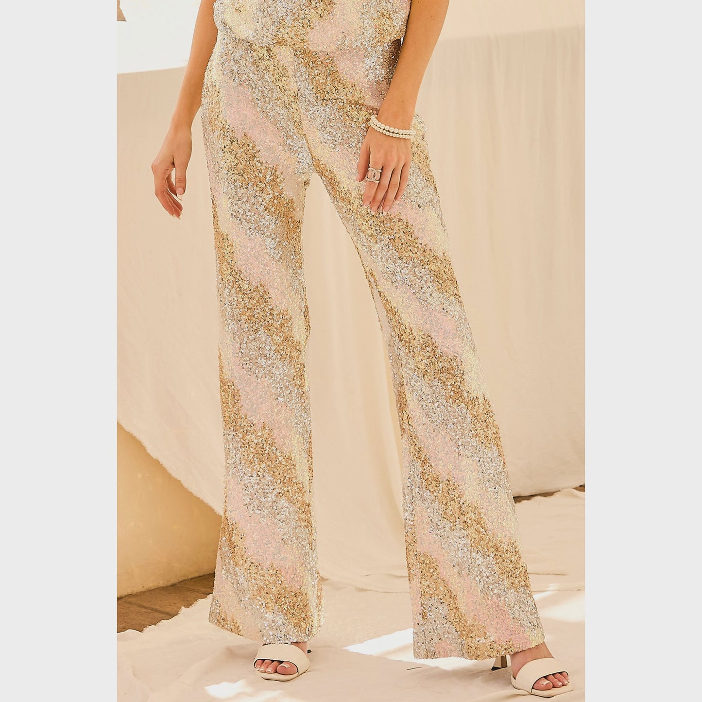 Cleo Sequin Low Waist Flare Pant