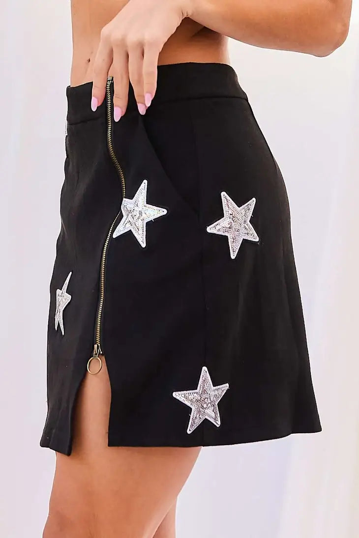Sequin Star Patch Skirt