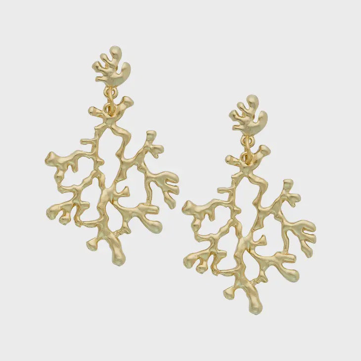 Gold Coral Branch Earrings