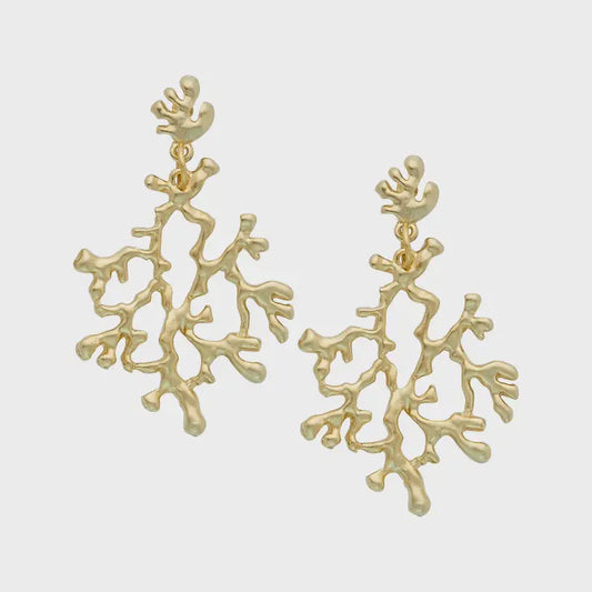 Gold Coral Branch Earrings