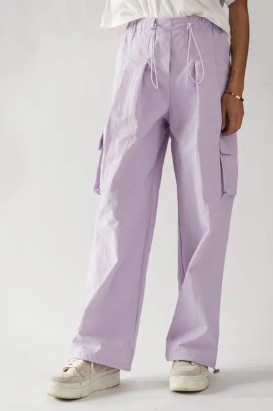 Waist Cord Cargo Pants With Side Pockets