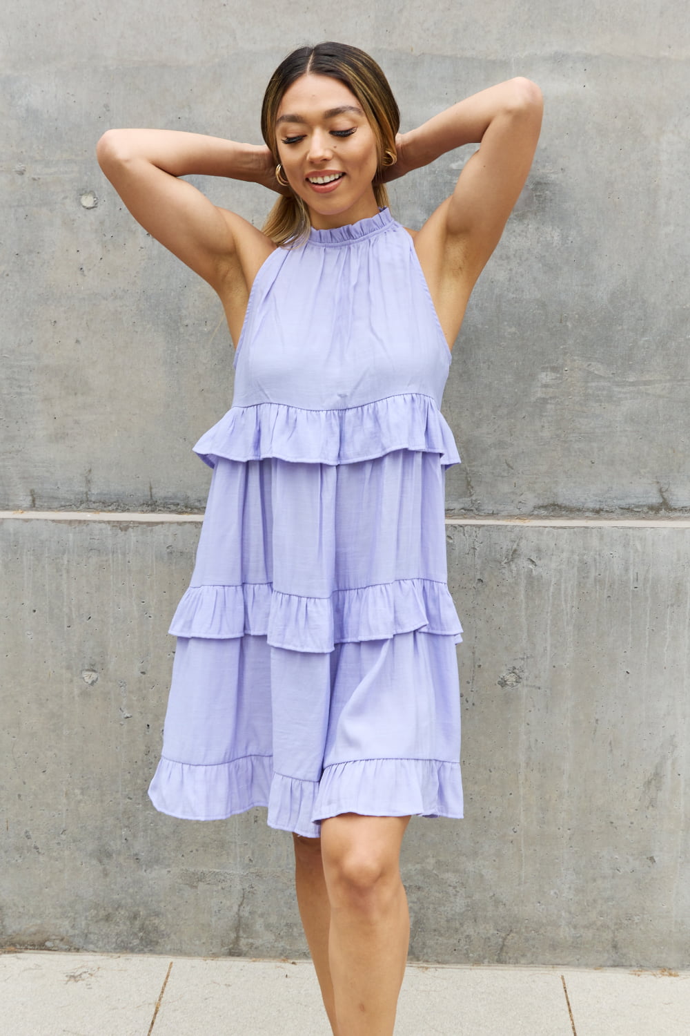 Relaxed Baby Doll Halter Dress