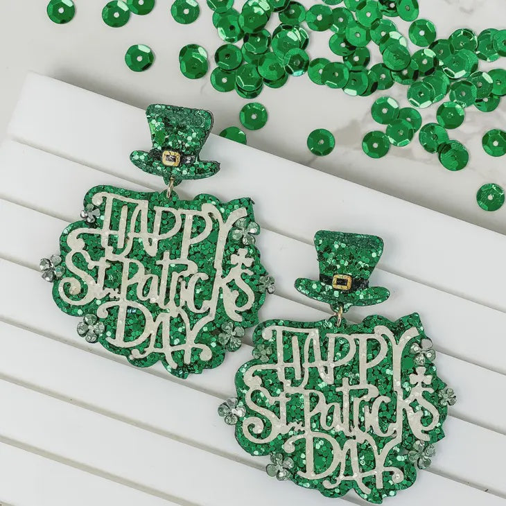 Glitter St Patricks Day Earrings